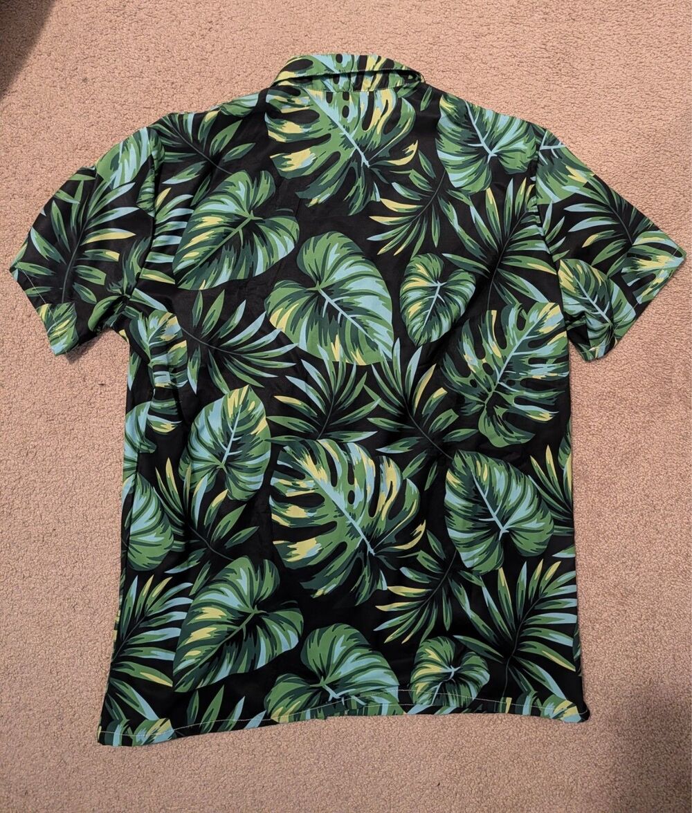Button up mens shirt size XL Monstera Leaf Pattern polyester no tags - Picture 2 of 3